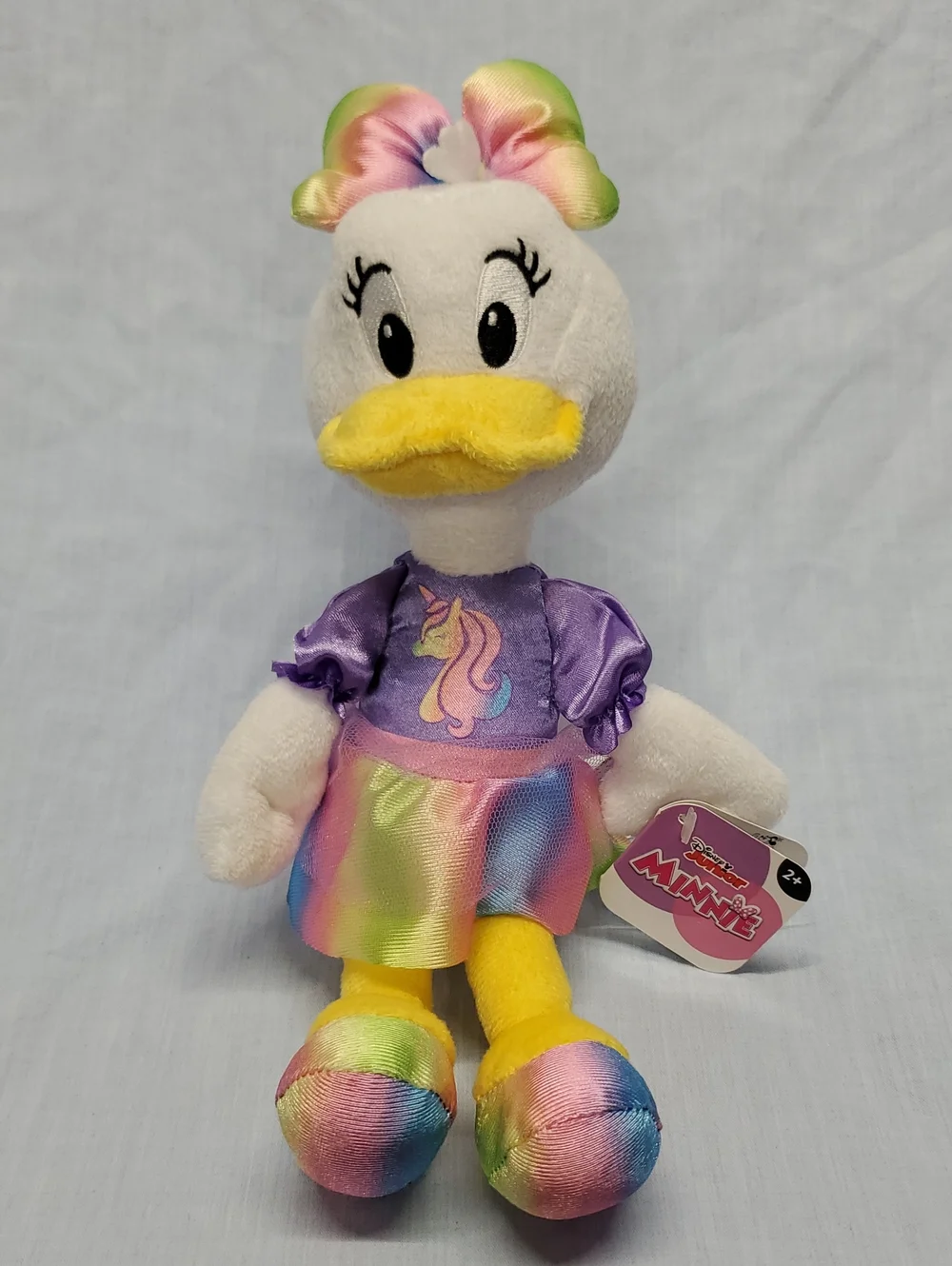 Disney Daisy Duck Plush in White, Yellow and Rainbow